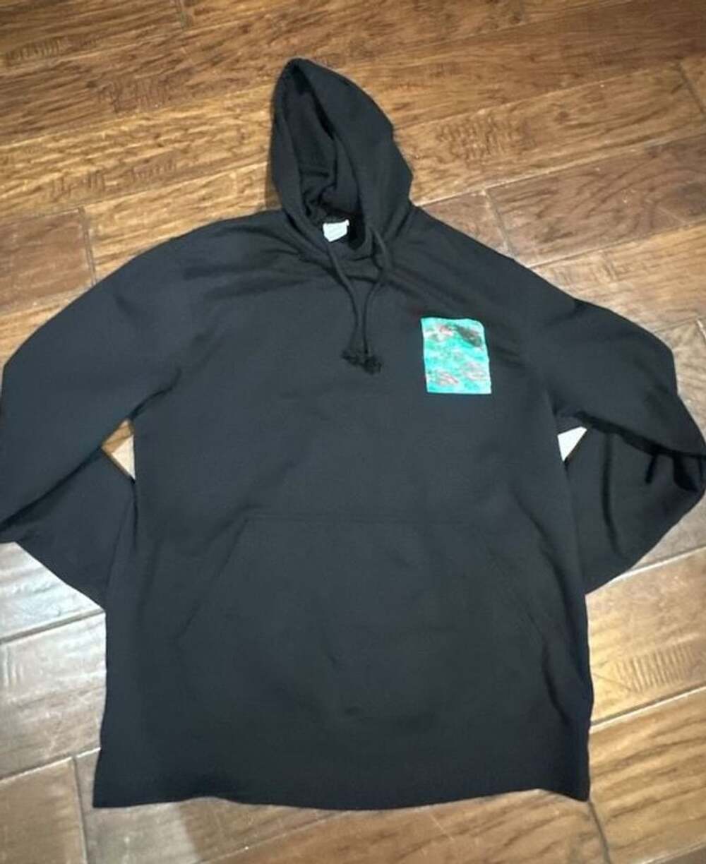 Make Market Hoodie Size L Black Graphic Pullover Sweatshirt